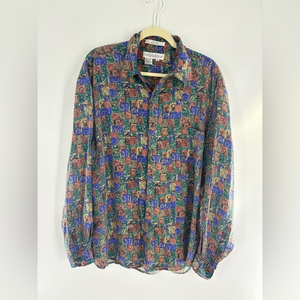 Perry Ellis Colorful Geometric Print Men's Shirt - Picture 1 of 6